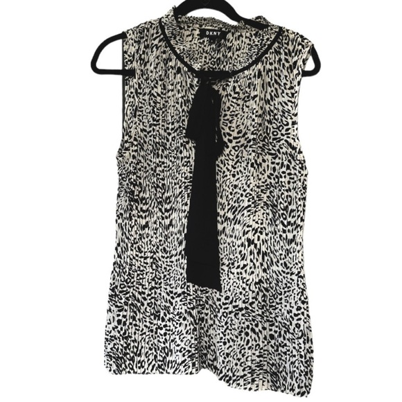DKNY Animal Print Pleated Tank Workwear Blouse - Picture 2 of 5